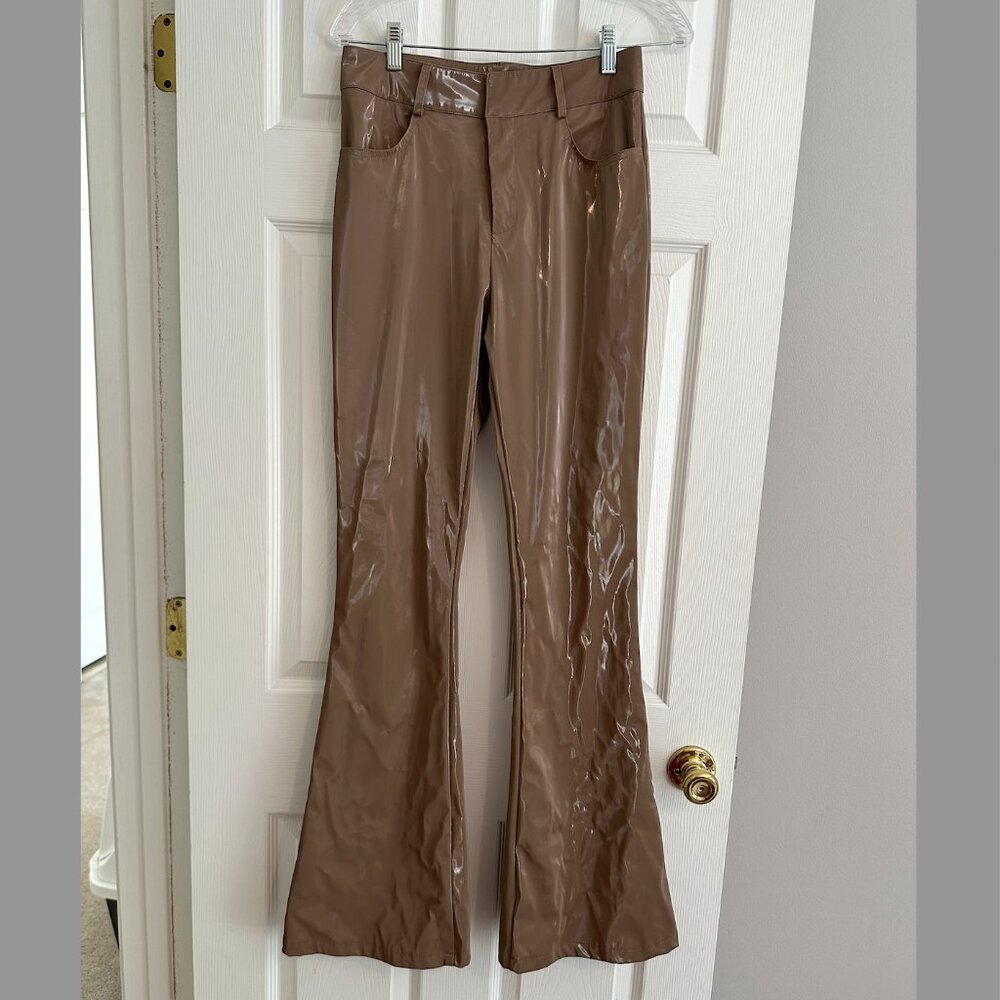 Tan/Light Brown Faux Leather Pants